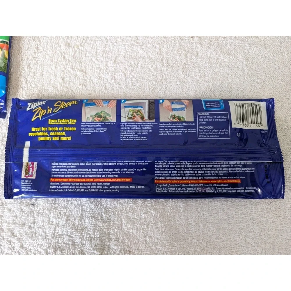 Ziploc Zip'N Steam Medium Cooking Bag - Pack of 3 (9 Total) Rare! Discontinued!